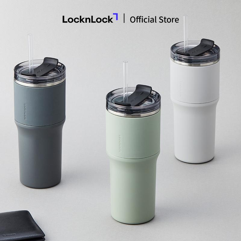 Bình giữ nhiệt LocknLock Metro Drive LHC4277 650ml kèm ống hút và cọ rửa, nắp xoay, thép không gỉ