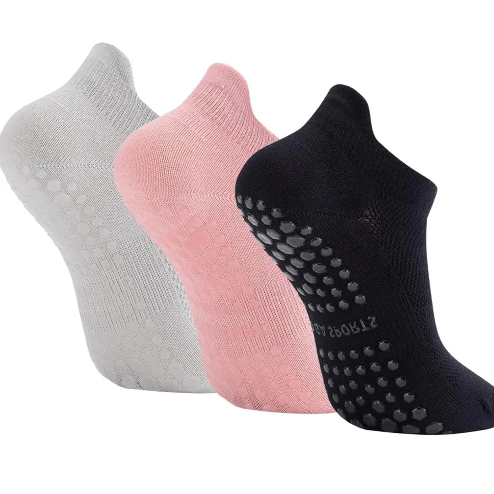 4 Pairs Ultra-Comfortable Socks Women'S Breathable Yoga Socks with Non-Slip Silicone Grip for Pilates, Running & Fitness