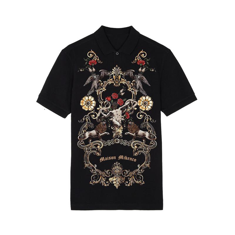 Áo Polo Mikenco HUMAN BAROQUE vải cao cấp tay lỡ nam nữ phong cách trẻ trung, mặc form cực đẹp