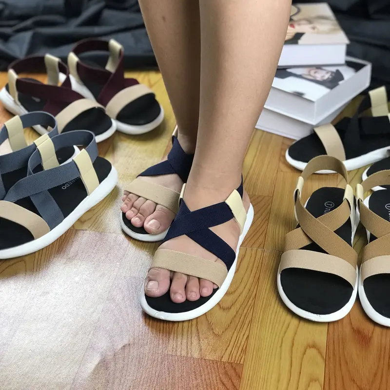 Yellow Jafna - Sandal Wanita Tali Silang Karet Elastis Anti Slip - Nyaman Dipakai Harian 6