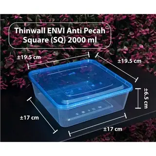 Envi Thinwall Special Edition 2000 ML / Food Container / Kotak makan LENTUR TAHAN PECAH /Plastik/wadah makanan/Kotak bekal/Wadah acara/Tempat penyimpanan/Thinwall 2