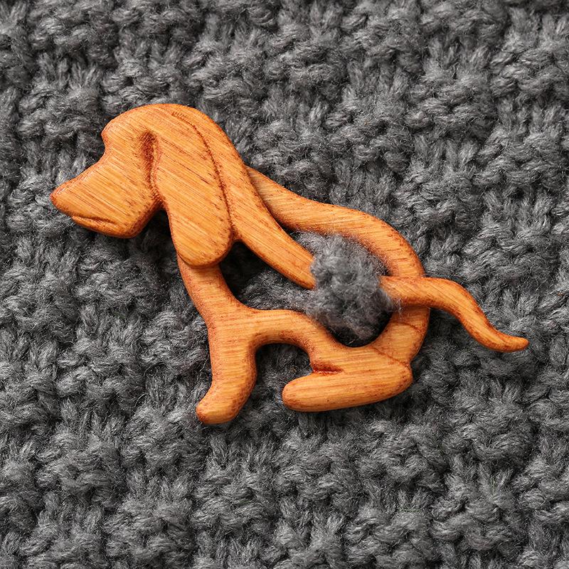 Product Introduction of Fashion Hot Sale Wooden Brooch Shawl Cardigan Sweater Collar Shrink Fixed Pin Niche Cute Animal Cartoon Brooch 3