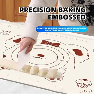 Alas adonan silikon rumah tangga food grade, alas adonan tebal dan besar, alas adonan kartun tahan suhu tinggi, alas penggiling, talenan Kitchenware