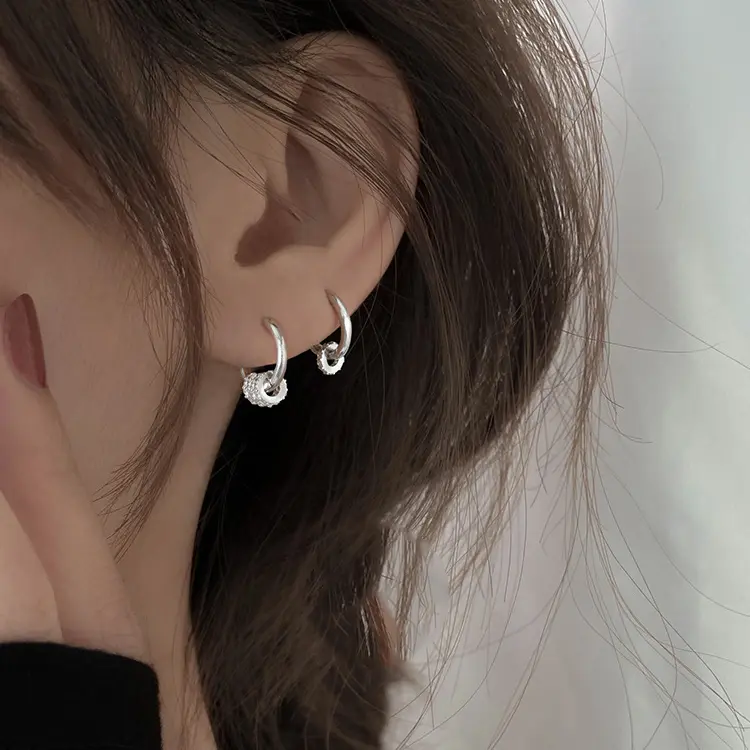 Khuyên tai tròn 3 vòng . Bông tai tròn 3 vòng Women Nữ Hoa Tai 2