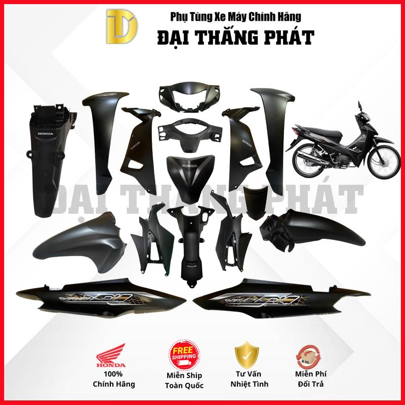 (Có bán lẻ) Dàn áo | Bộ nhựa Wave Alpha 110cc K89 năm 2024 - Phiên bản Đặc biệt màu đen mờ NHA76 chính hãng Honda