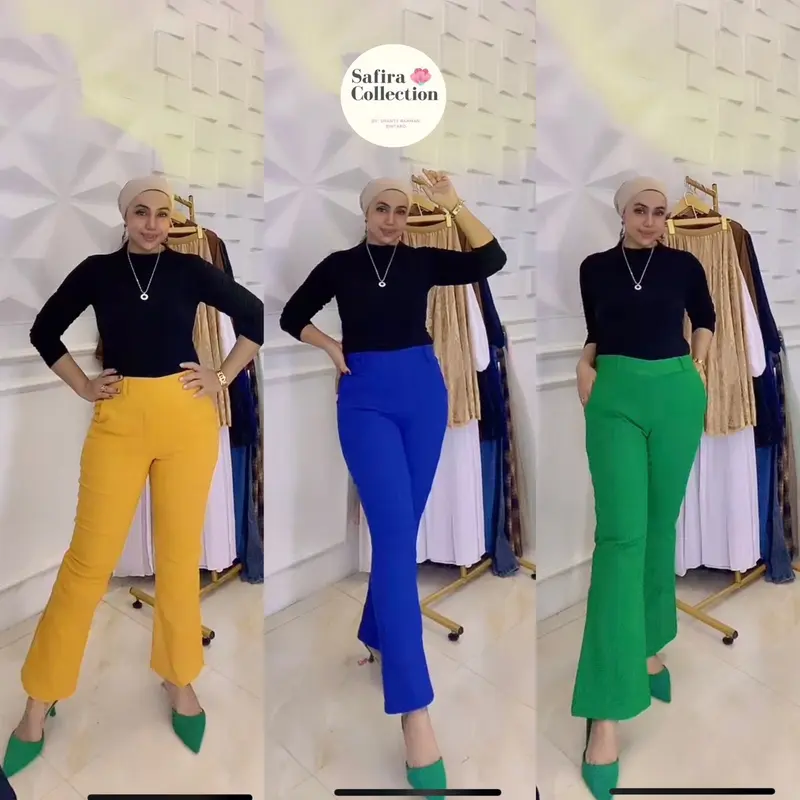 Celana Basic Semi Cutbray Highwaist Bahan Soft Jeans Melar | Gaya Casual dan Office Look | Panjang 100cm wanita 3