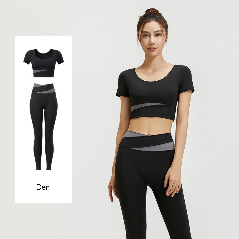 Bộ Quần Áo Tập Gym Yoga Nữ Ngắn Tay Có Mút Ngực , Đồ Tập Thể Thao Nữ Chất Thun Lạnh Co Giãn - GL18 7