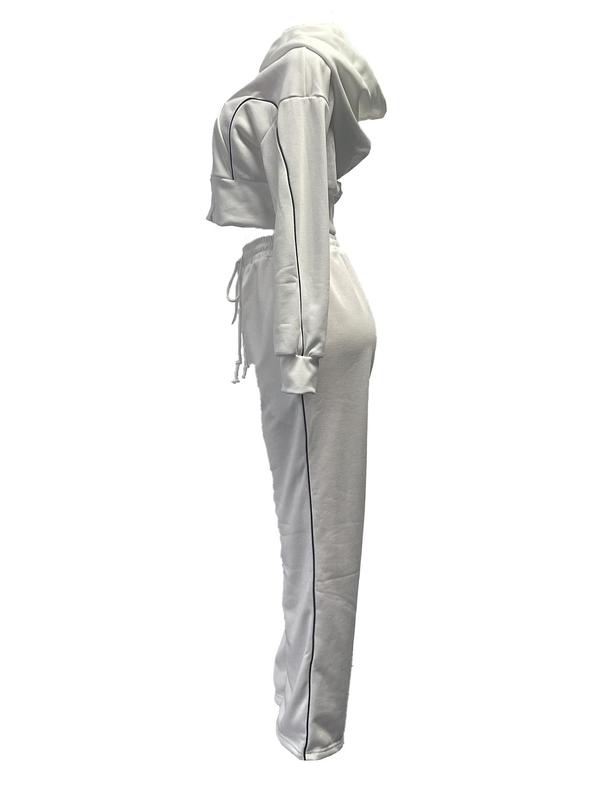 Women Hoodie Set, Women Long Sleeve Cropped Sweatshirt & Pants Two Piece Set for Winter Clothes 3