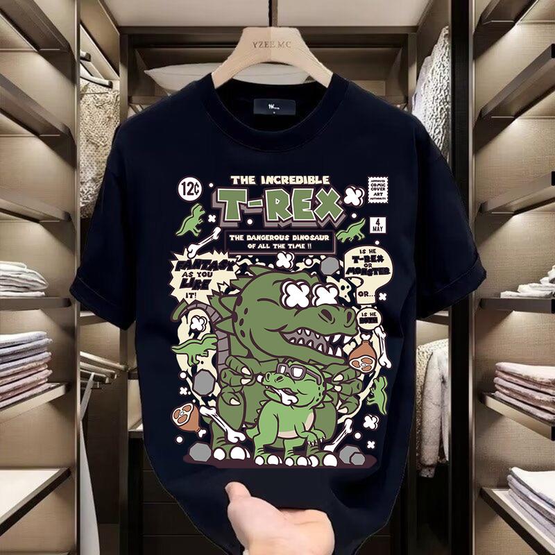 Product Introduction of Kaos Pria Lengan Pendek Motif Migrasi Dinosaurus 100% Katun 3