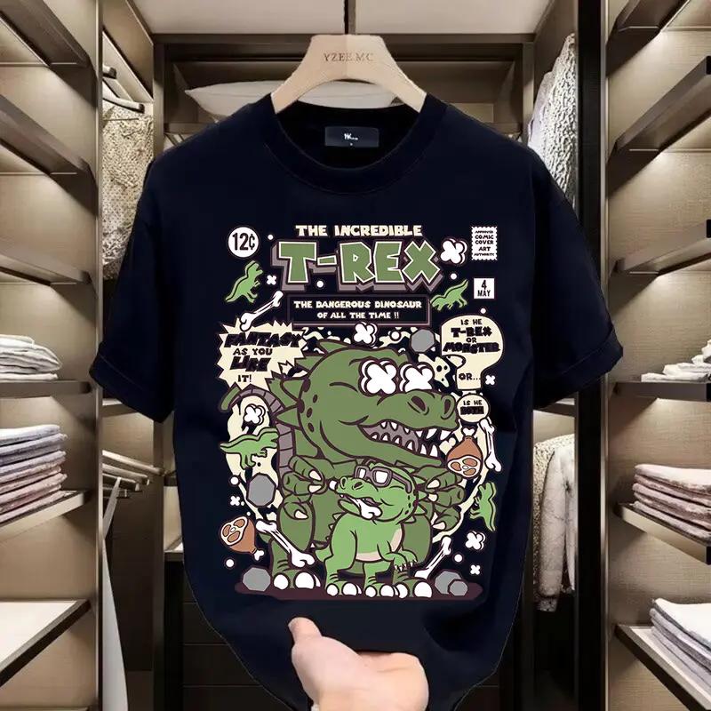 Kaos Pria Lengan Pendek Motif Migrasi Dinosaurus 100% Katun 0