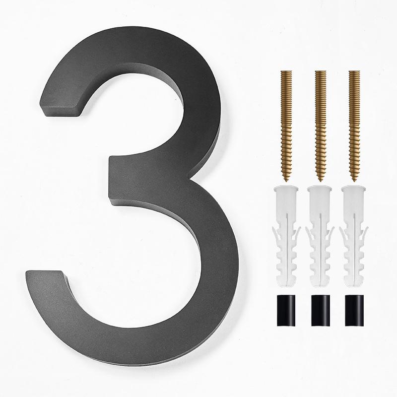 Product Introduction of Address Big Modern Door Alphabet Floating House Number Letters Sign #0-9 Black Numbers 125mm 5 in Home Outdoor 38