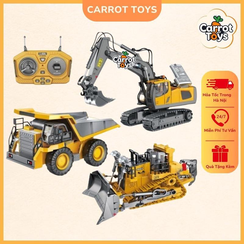  Đồ Chơi Xe Công Trình Điều Khiển Từ Xa - Xe Cuốc Máy Xúc Ben Ủi Xúc Lật 6 9 11 13 Kênh  Pin Sạc Gàu Sắt  