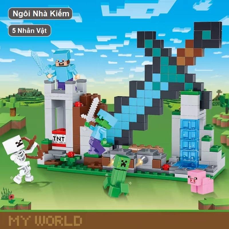 Mô Hình Lắp Ráp Vùng Đất Minecraft, Mô Hình Ngôi Nhà Kiếm, Game Minecraft, Nhà Minecraft, Xếp Hình Minecraft