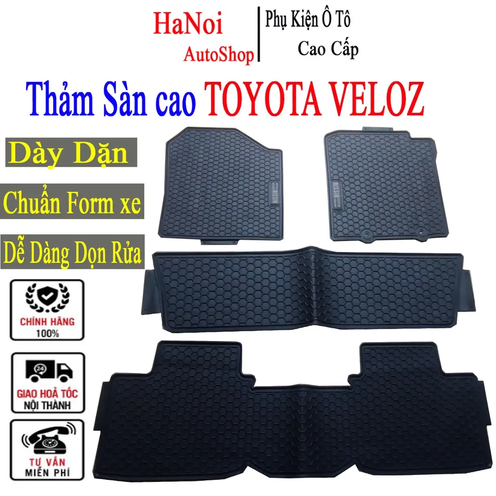 HÀNG CAO CẤP|Thảm lót sàn Toyota Veloz-Thảm sàn cao su đúc nguyên khối hàng loại 1-không mùi-chuẩn Form xe