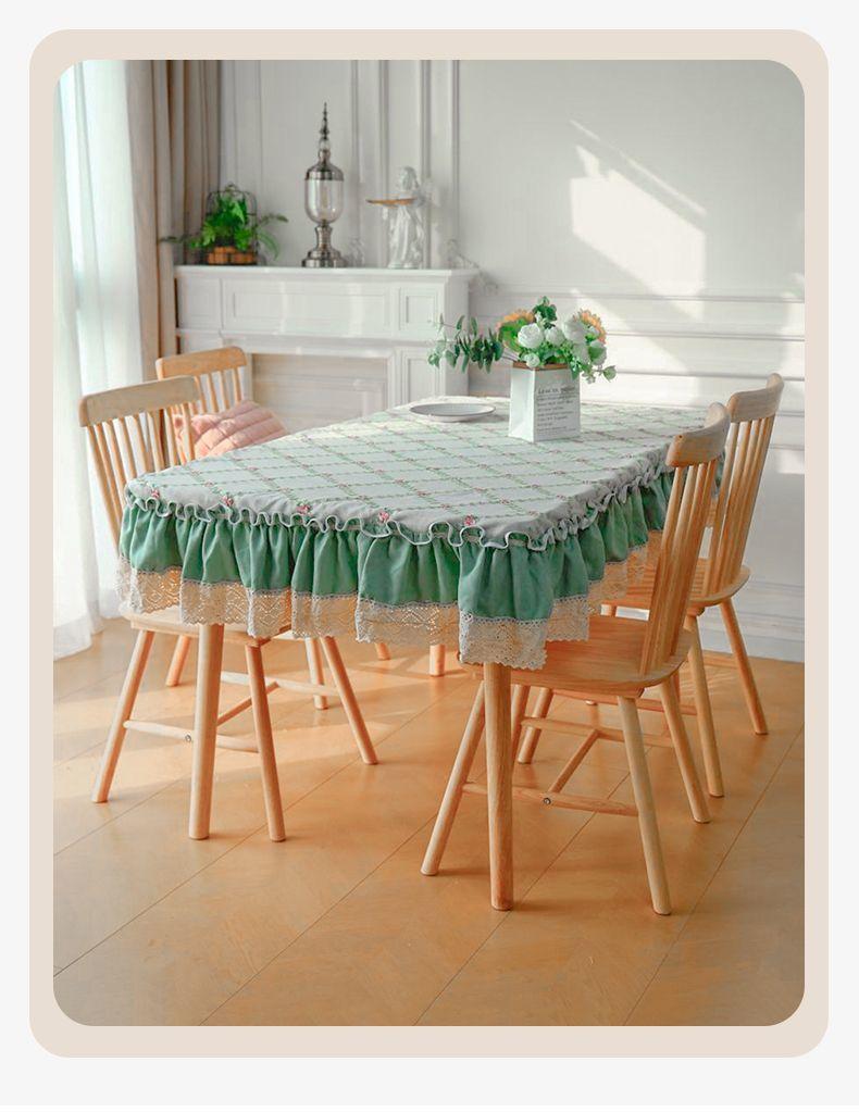 Product Introduction of 2025 New Pastoral Style Green Embroidery Tablecloth Cover Household Antifouling Heat Insulation Wear-Resistant Living Room Dining Tablecloth Coffee Table Cloth 16