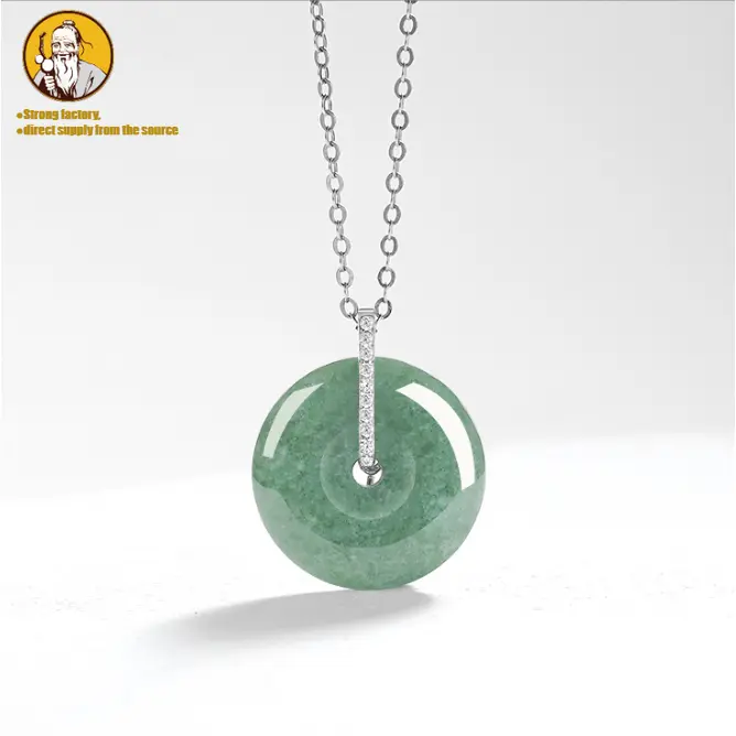 Vòng Cổ Mặt Dây Chuyền Đá Cẩm Thạch, Đá Tự Nhiên, Màu Xanh Đậu, Dát Bạc S925, Ngọc Bích Băng, Dành Cho Phụ Nữ, Bán Buôn, Sản Phẩm Chất Lượng A