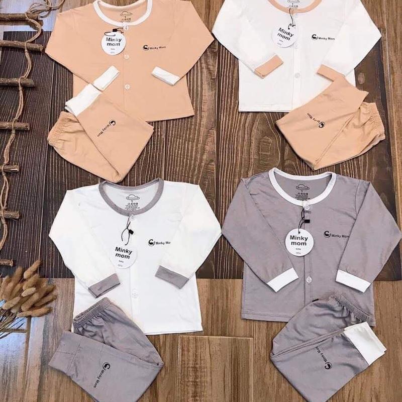 Combo 4 bộ dài Minky chất thun lạnh peptit cho bé sơ sinh từ 3-9kg