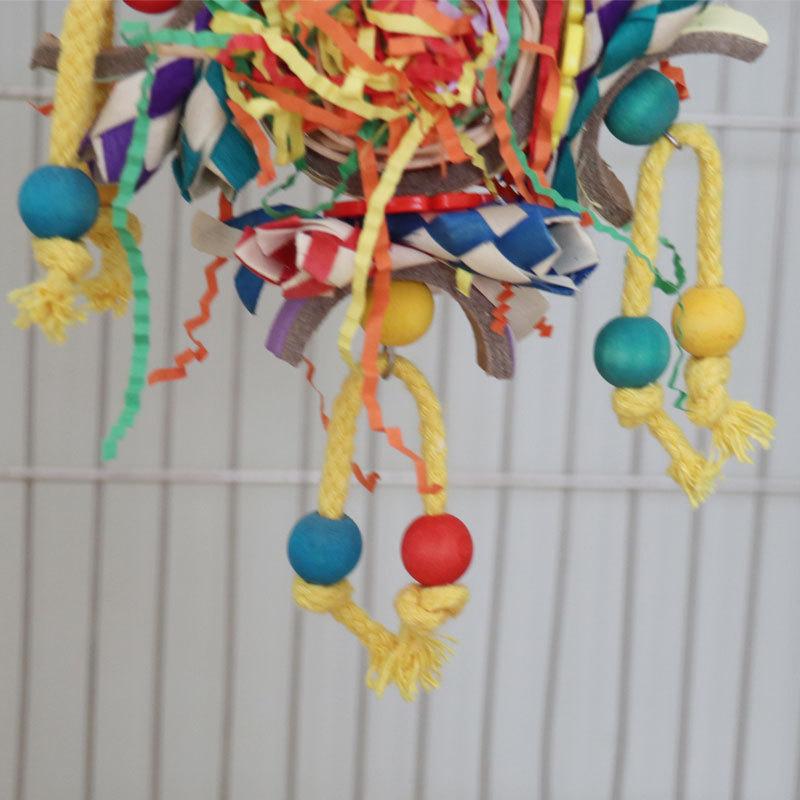 Parrot toy colored rattan ball paper tube bird cage decoration pendant bird toy 4