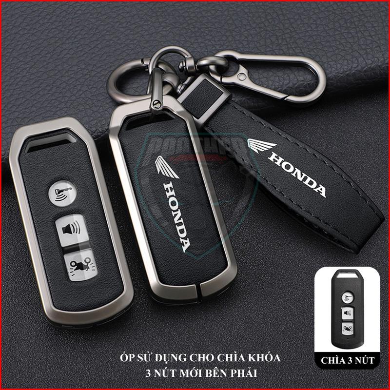 Ốp Chìa Khóa Xe Máy Honda SH, SHmode, PCX Chìa 3 Nút Hợp Kim Cao Cấp Phối Da PU 4 Màu Lựa Chọn Theo Sở Thích