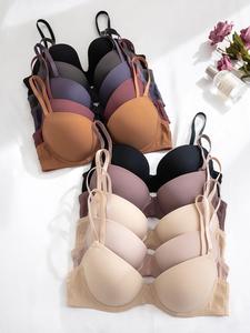 女性のソリッド&レオパード柄のアンダーワイヤーブラ、調節可能なストラップフック&アイバックルバックブラ、すべての季節のための柔らかく快適な通気性のあるランジェリー