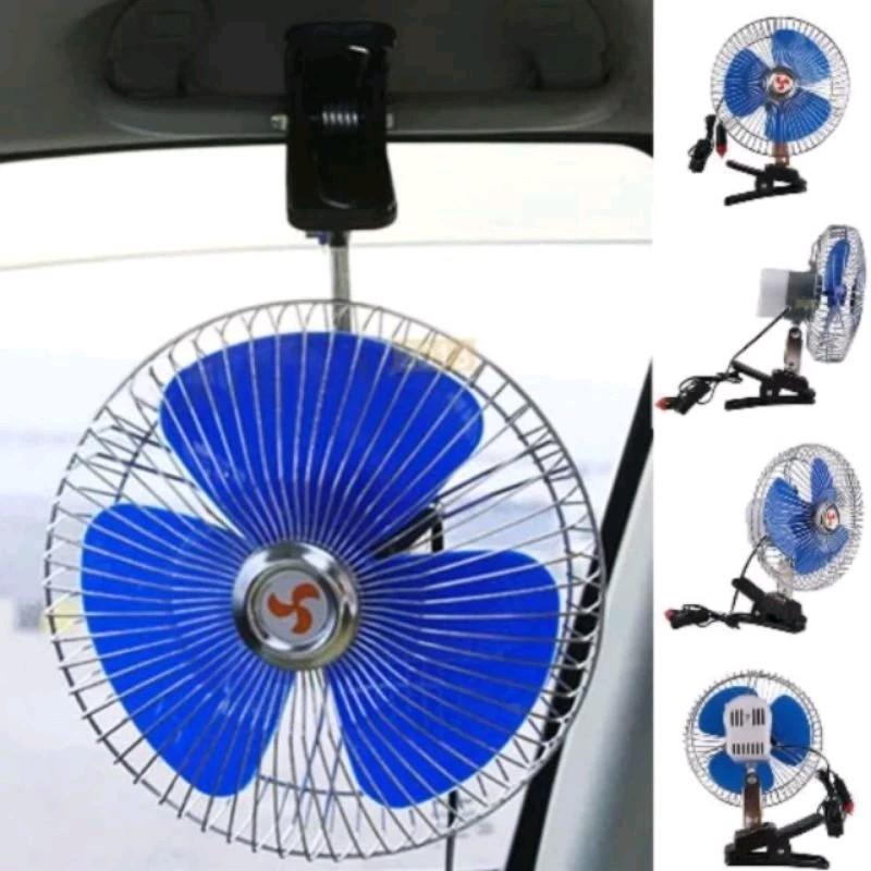 Quạt Kẹp Ô Tô 3 CÁNH 12V-24V Quạt Xe Tải Lồng Sắt Cao Cấp Quạt Kẹp Bình Ắc Quy 6
