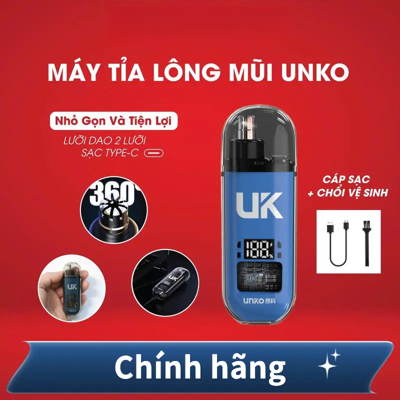 [Chính hãng] Máy Tỉa Lông Mũi Điện Mini Unko, Chất Liệu ABS, Máy Có Thể Rửa Đầy Đủ, An Toàn Và Cạo Râu Chính Xác, Có Mũ Chống Bụi, Thích Hợp Cho Nam Và Nữ, Kèm Tông Đơ Cắt
