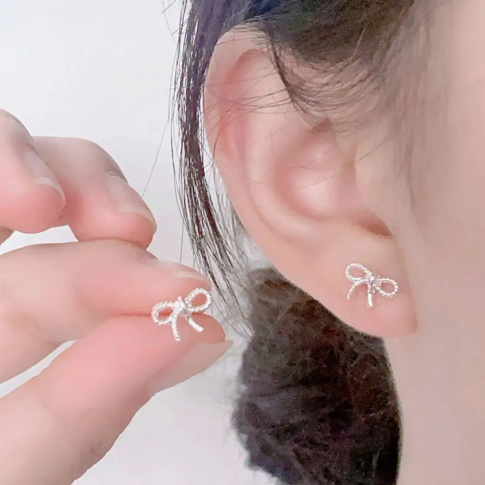 Vòng Cổ Nơ Tình Yêu, Màu Hồng, Bông Tai Nơ Nhỏ Dễ Phối Đồ Phong Cách Dễ Thương Và Gợi Cảm, Bông Tai Nhỏ