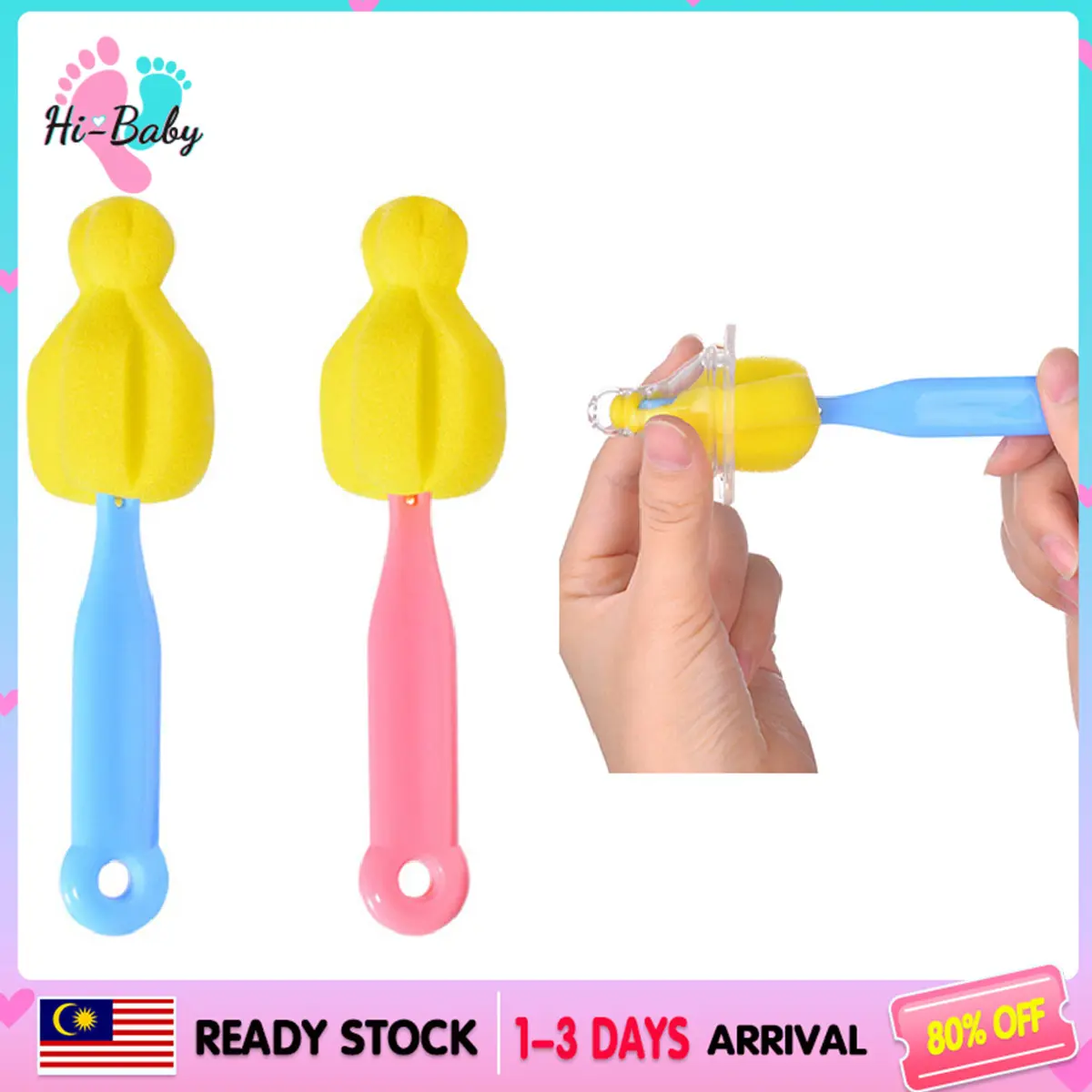 Sponge Brush Baby Nipple Milk Bottle Cup 360 Degree Clean Pacifier Cleaning