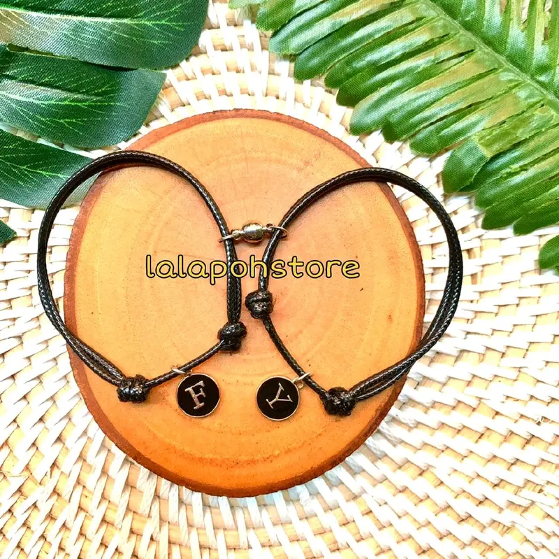 Gelang inisial huruf epoxy hitam | gelang inisial | gelang huruf 0