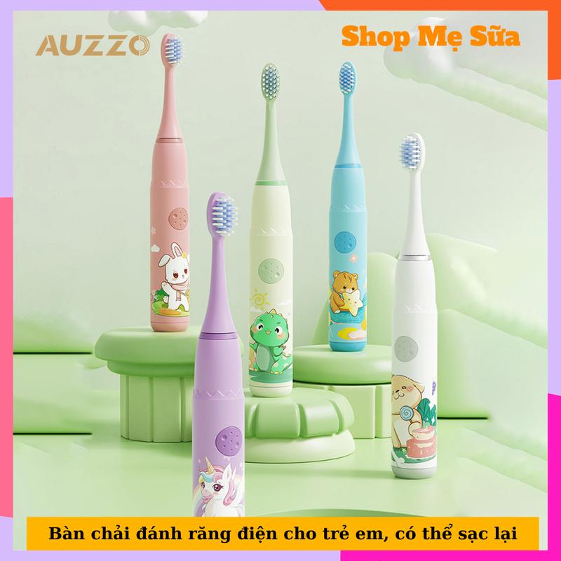 Bàn chải điện cho bé từ 3-15 tuổi, lông mềm kháng khuẩn, 8 đầu bàn chải, sạc USB