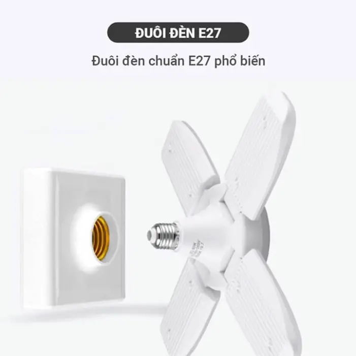 Bóng đèn Led cánh quạt 4 cánh 75W tiết kiệm điện, ánh sáng trắng, chuối xoáy E27 có thể điều chỉnh góc độ sáng 1