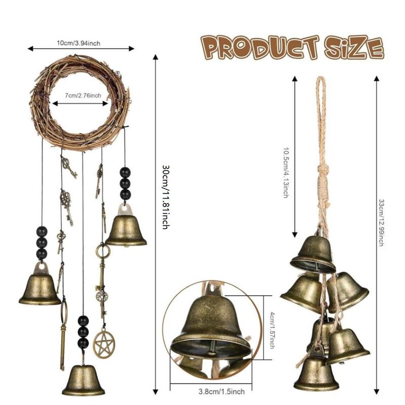 Product Introduction of Vintage Wind Chime, 1 Count Wall Hanging Bell Ornament, Bell Decoration, Home Decor for Living Room Bedroom, Festive & Party Supplies 1