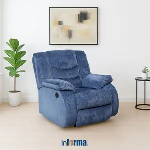 Ashley Tulen-8 Sofa Recliner Fabric 1 Seater - Biru Navy