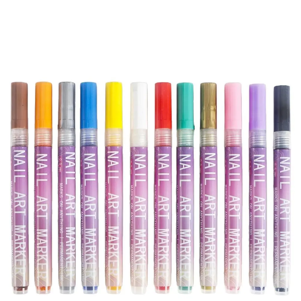 2 Colors Nail Brush 0.5mm Single DIY Painted Graffiti Nail Art Highlight Groove Edge Pen Painting Line Drawing Pen