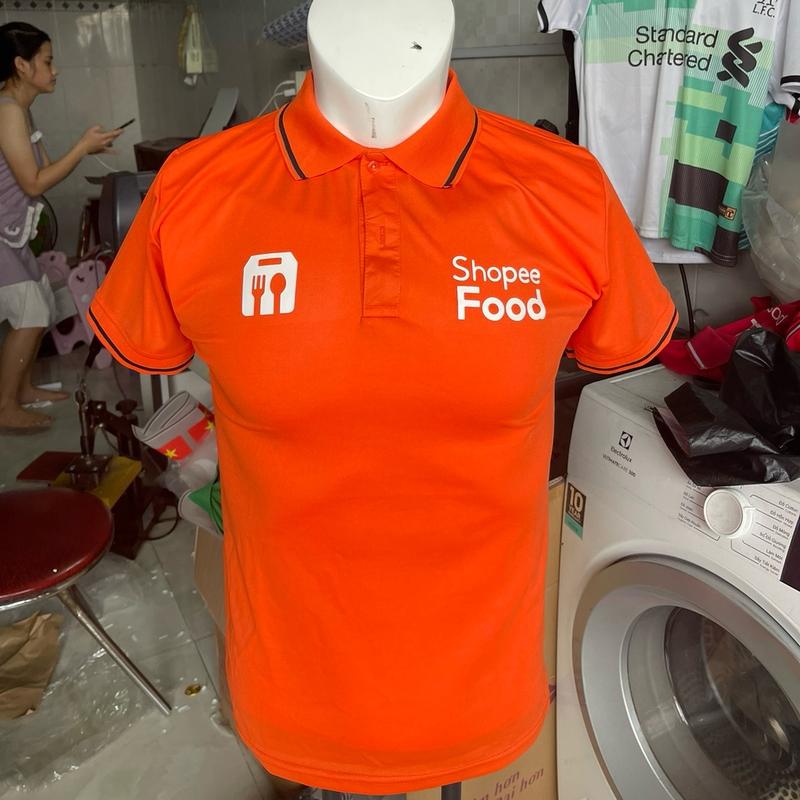 Áo thun polo spf tay ngắn mẫu mới cam sọc đen Menswear  Ngắn Tay Shirt Nam Có Cổ Cộc Tay Cotton 5