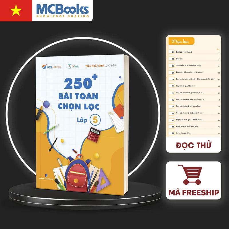   TKBooks  250+ Bài Toán Chọn Lọc Lớp 5 - Sách Tham Khảo Học Toán Cho Học Sinh 