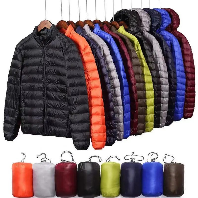 Áo Khoác Độn Bông, Dành Cho Nam Giới, Lông Vũ Nhẹ, Rong Cotton, Mỏng Vừa Vặn, Có Mũ Trùm Đầu, Màu Trơn Áo Khoác Vest Ấm Áp, Mùa Đông 0