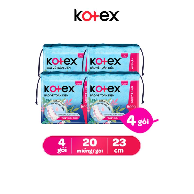 [Creator 2] Lốc 4 Gói băng vệ sinh Kotex Hỗ trợ Bảo Vệ 23cm Siêu Mỏng Cánh 20 miếng/ gói