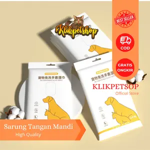 1 pack Pet Care Wet Gloves Isi 6pcs Sarung Tangan Mandi Kucing Anjing Tanpa Air Pet Disposable Wipes Gloves Sarung Tangan Pembersih Hewan 6PCS