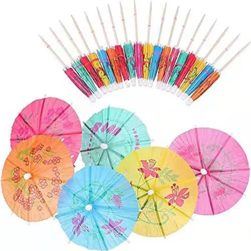 Disposable Cupcake Decoration, Disposable Umbrella Shape Fruit Sticks, Party Decoration Supplies for Home Kitchen Birthday Party 0