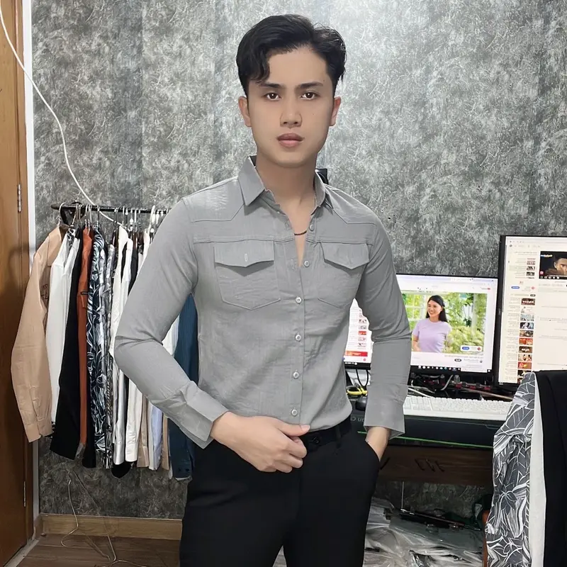SM - LUXURY - chất liệu đũi - trơn mầu - xanh bã trầu - chất liệu mềm mịn - có co giãn - thoáng mát - thấm hút mồ hôi 1