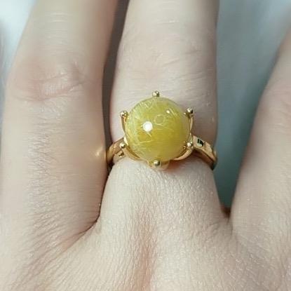 Nhẫn đá phong thuỷ tóc vàng mệnh kim, mệnh thổ 1