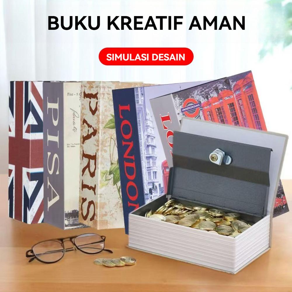 Kotak Penyimpanan Rahasia Mini - Brankas Buku dengan Password, Gembok, dan Kombinasi untuk Perhiasan & Dokumen Penting