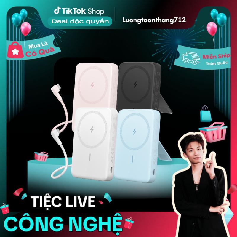 [Anker x Lương Toàn Thắng] Pin Sạc Dự Phòng Từ Tính ANKER Zolo không dây 30W 10.000mAh - Tích hợp sẵn cáp USB-C hai chiều - A1685