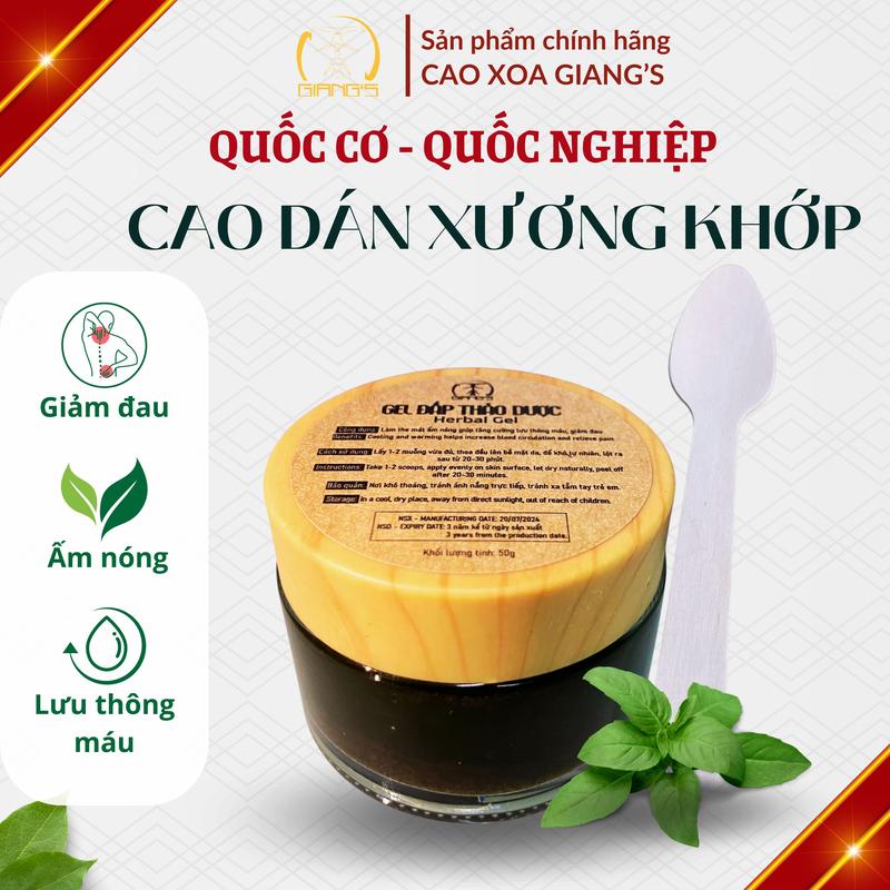 Cao Dán Xương Khớp Giảm Đau, Tăng cường lưu thông máu, Gel giảm đau tinh chất Thảo Dược thiên nhiên lọ 50g