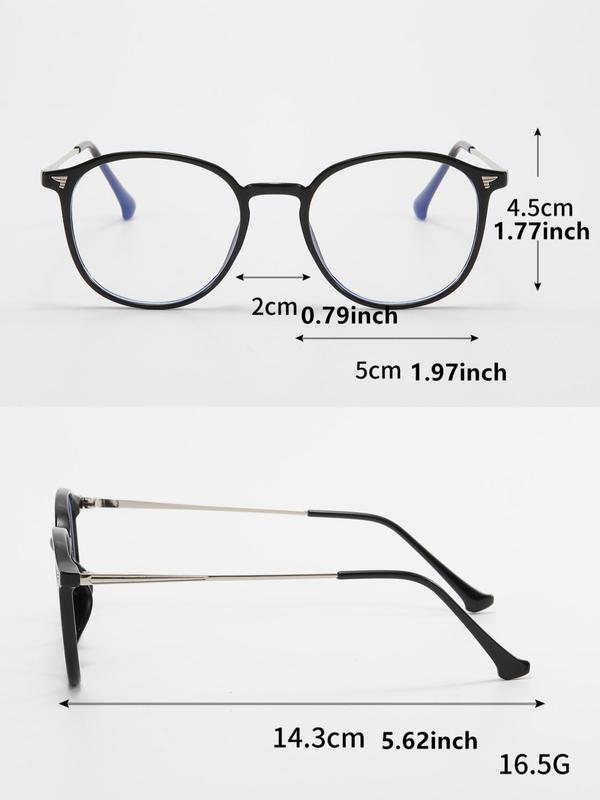 1 Pair Simple Design All-match Eyeglasses for Everyday Use, Minimalist Casual Round Frame Fashion Eyeglasses for Both Men & Women 5