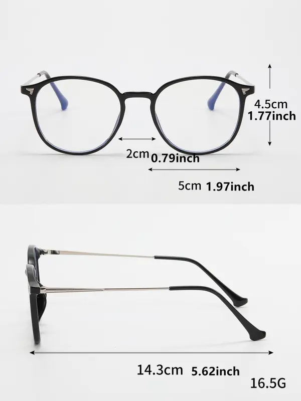 1 Pair Simple Design All-match Eyeglasses for Everyday Use, Minimalist Casual Round Frame Fashion Eyeglasses for Both Men & Women 5