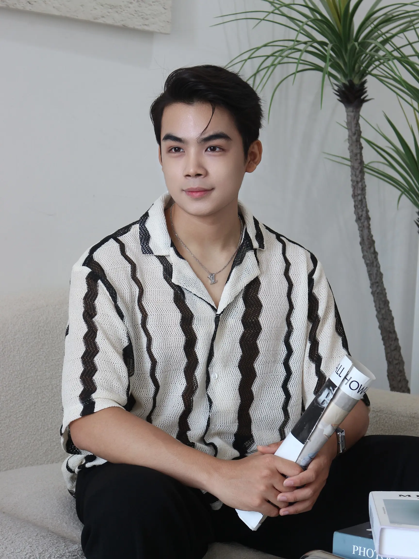 Áo Sơ Mi Nam vải dệt giả len trắng đen - ZELDA Menswear