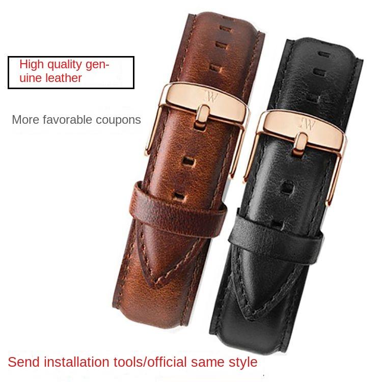 Dây Đeo Đồng Hồ Dw Thay Thế Cho Nam Và Nữ, Dây Đeo Bằng Da Lớp Đầu Tiên, Thắt Lưng Da, Phụ Kiện Vòng Tay, Khóa Chốt, Màu Đen Và Nâu, 19 / 20Mm