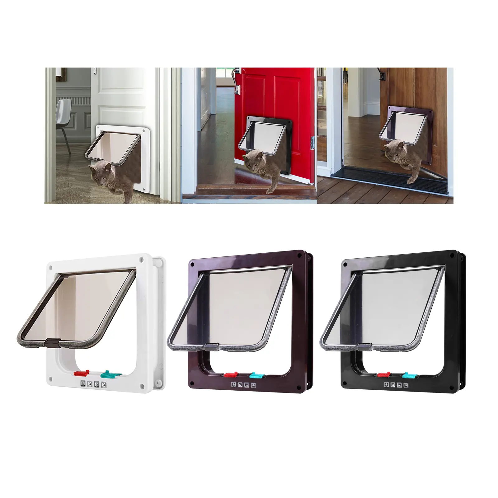 Portable Cat Dog Doors Puppy Gate Small Large Cat Flap Door Windows Sliding Doors for Window & Wall Indoor Outdoor